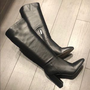 Classic black leather knee high boots